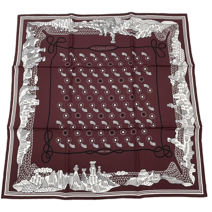 Hermes Scarf LES Canyons Etoiles From The Canyon To The Stars Silk Bordeaux