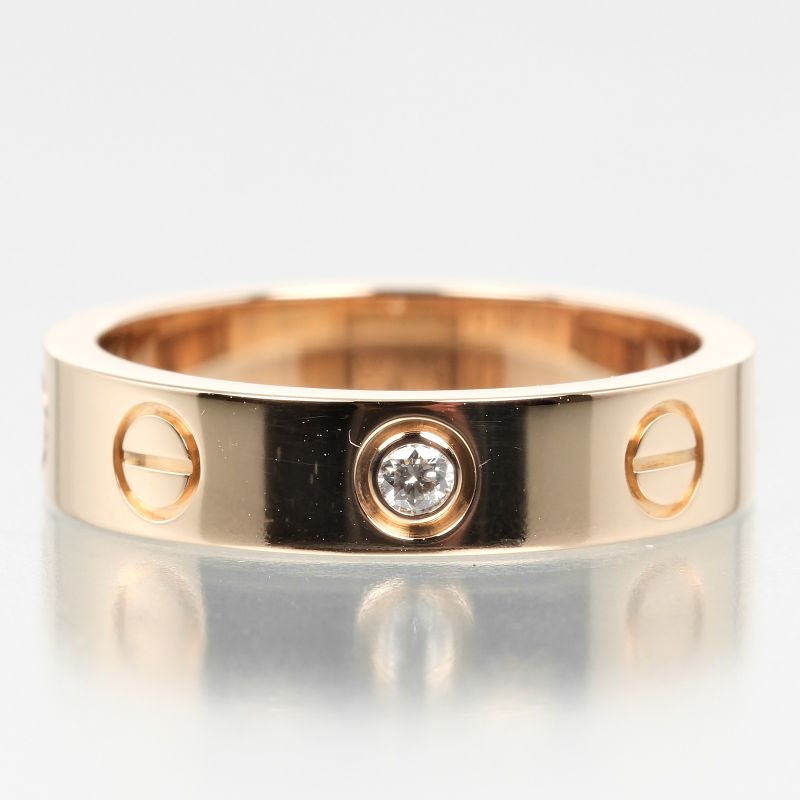 Cartier Love Small Model 18K Pink Gold And Diamonds Size 7 Ladies 4.16g Ring