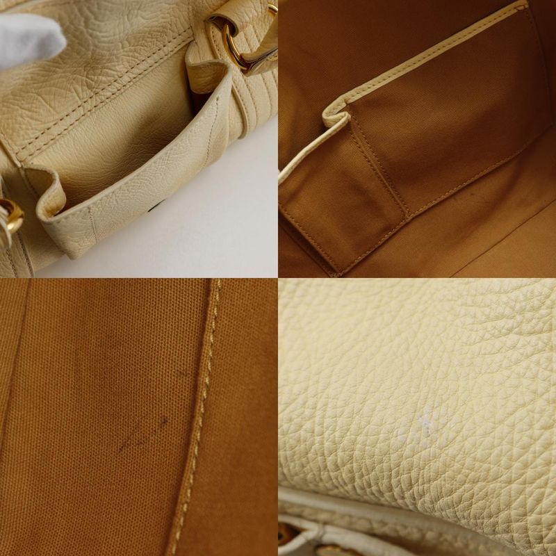 Celine Mini Boston Bag Triomphe Leather Off White Women Tote Bag