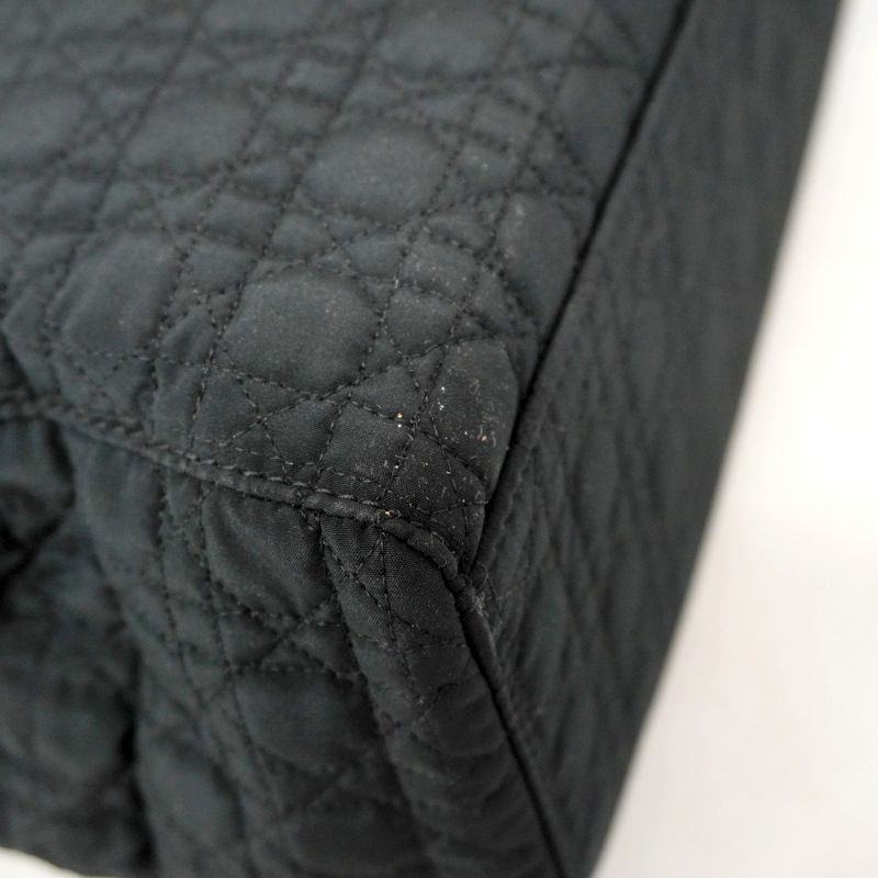 Christian Dior Handbag Canage Lady Dior Nylon Black Gold Hardware Women