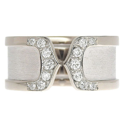 Cartier C2 Diamond Ring 18K White Gold 750 White Gold Diamond #55 Size 15