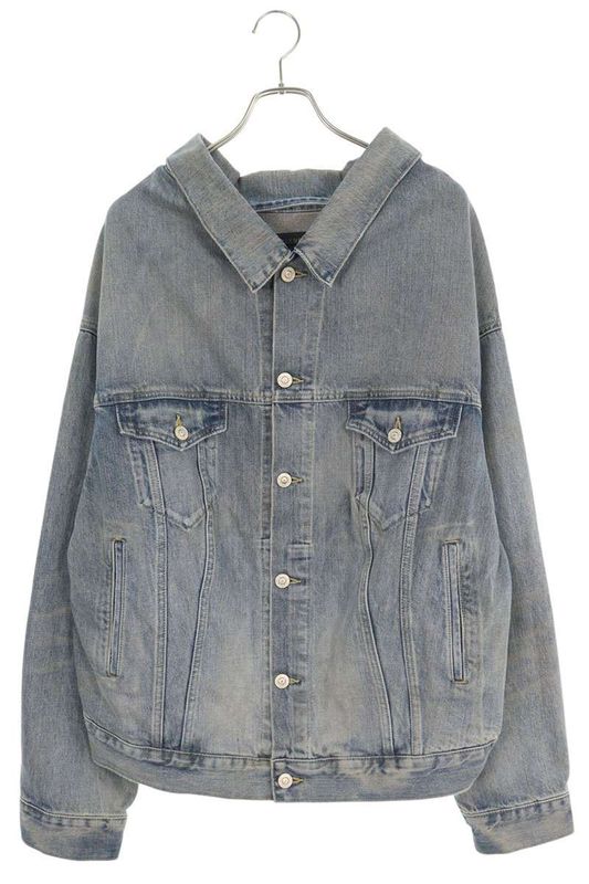 Balenciaga 786638 Tqw55 Off-shoulder Denim Jacket Men's S