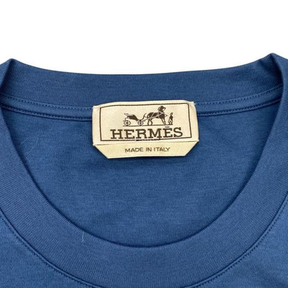 Hermes Short Sleeve T-Shirt Detail Saddle Stitching H467950ha5uxl Cotton Blue