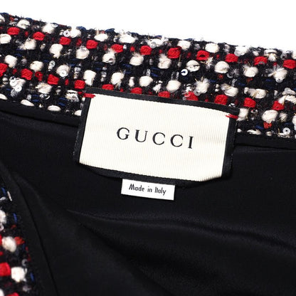Gucci Skirt Size 42 Tweed Sequins Bit Hardware Belt Decoration Michele Period