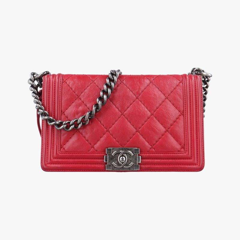 Chanel Boy Chanel Red Leather A9210518893037