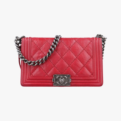 Chanel Boy Chanel Red Leather A9210518893037