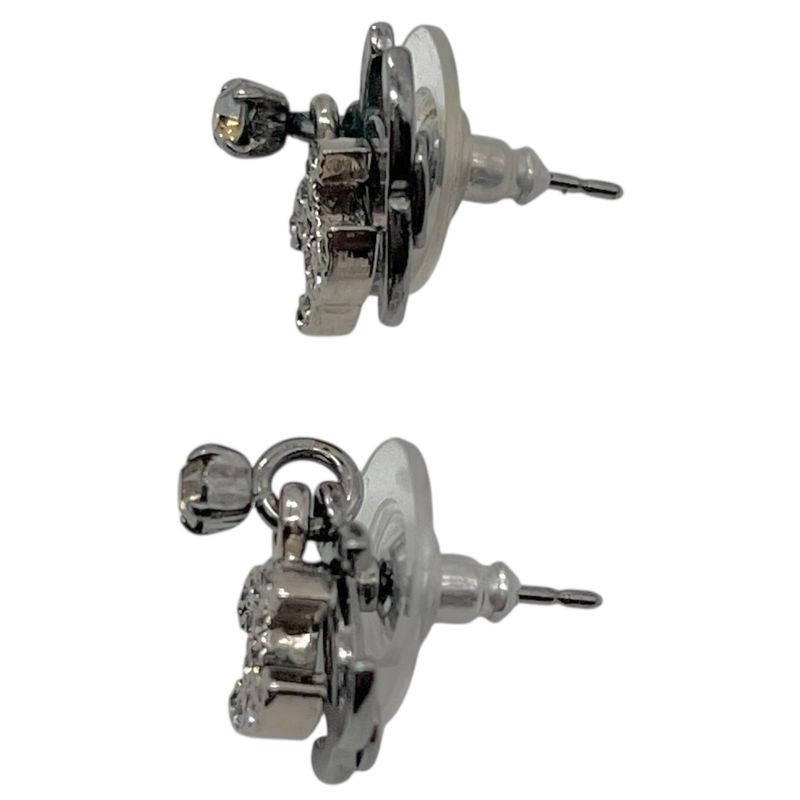 Chanel Earrings Coco Rhinestone Silver