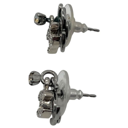 Chanel Earrings Coco Rhinestone Silver