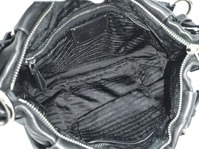 Prada One Shoulder Bag Leather Black Br3795