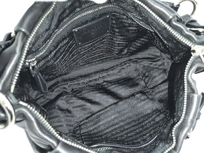 Prada One Shoulder Bag Leather Black Br3795