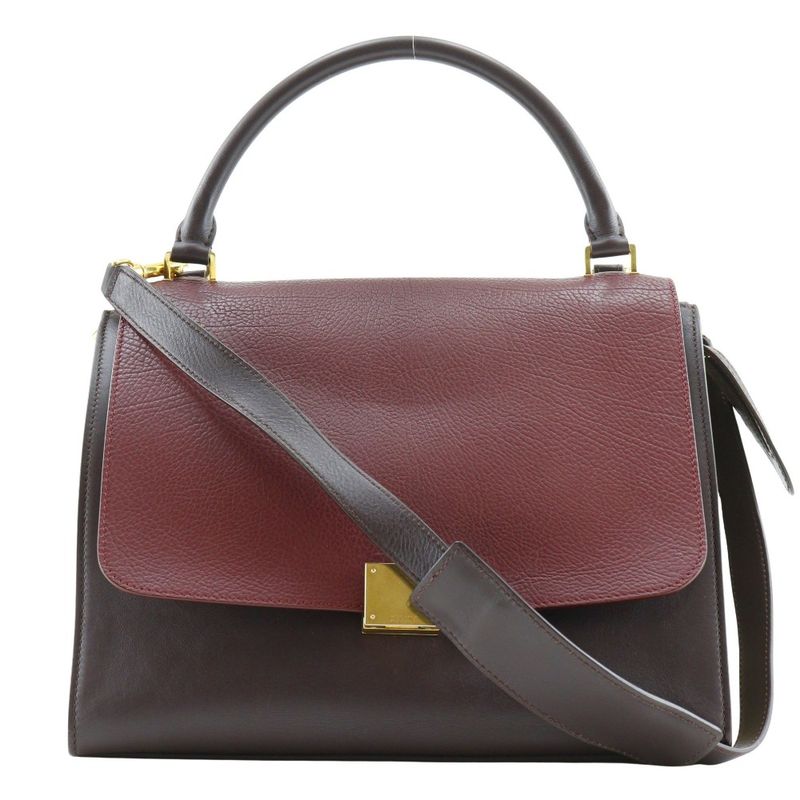 Celine Trapeze 2-way Shoulder Calf And Suede Brown/gray Women's Handbag