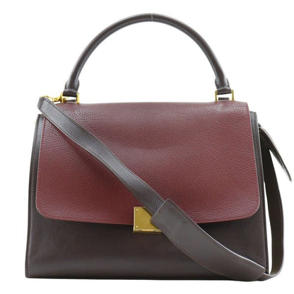 Celine Trapeze 2-way Shoulder Calf And Suede Brown/gray Women's Handbag