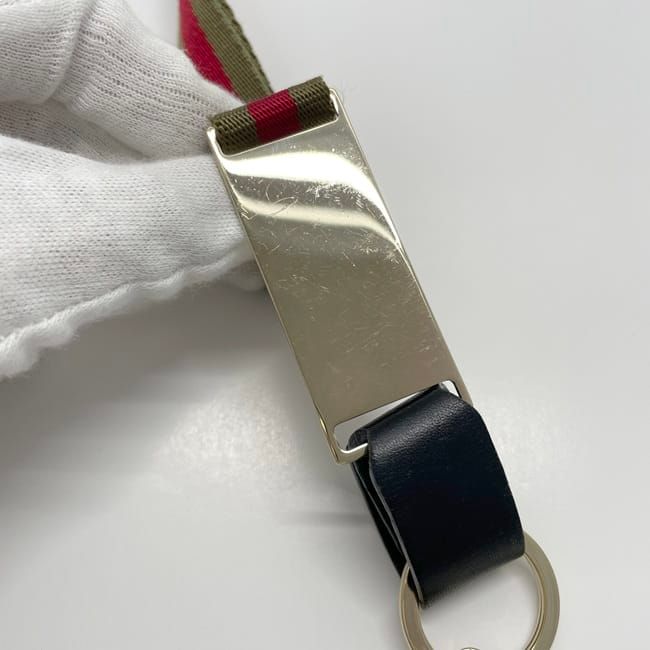 Gucci Neck Strap Khaki Green Red Gold Sherry 039