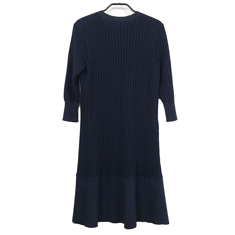 Chanel Knit Dress P59258 38 Cotton Wool Navy