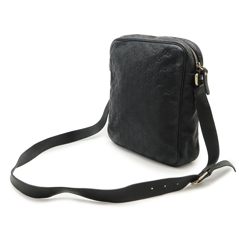 Guccissima Shoulder Bag Crossbody Leather Black Gold Hardware 201448