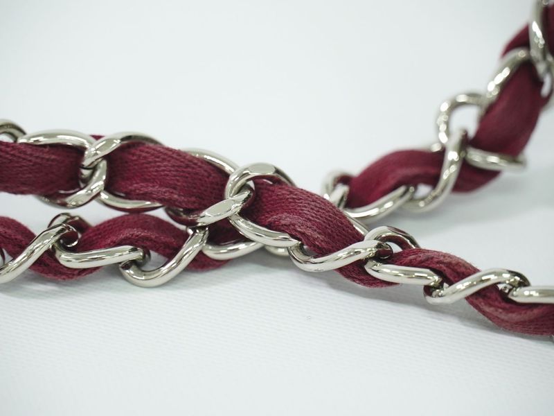 Authentic Chanel Deauville Coco Mark Chain Drawstring Shoulder Bag Pochette