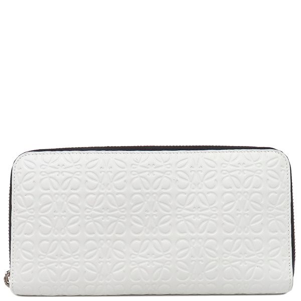 Loewe Long Wallet Repeat Anagram Zip Around Wallet Calfleather White Silver