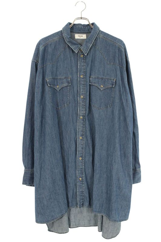 Celine 2t217362m Western Denim Long Sleeve Shirt Men's XL