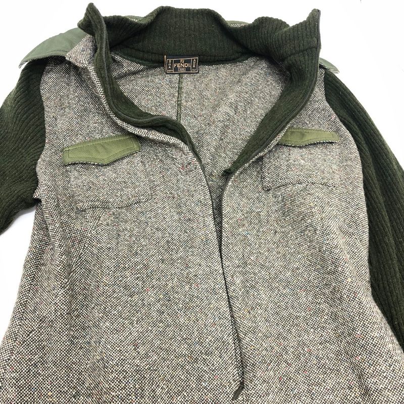 Fendi Dress W Pockets Zip Up Tweed Gray
