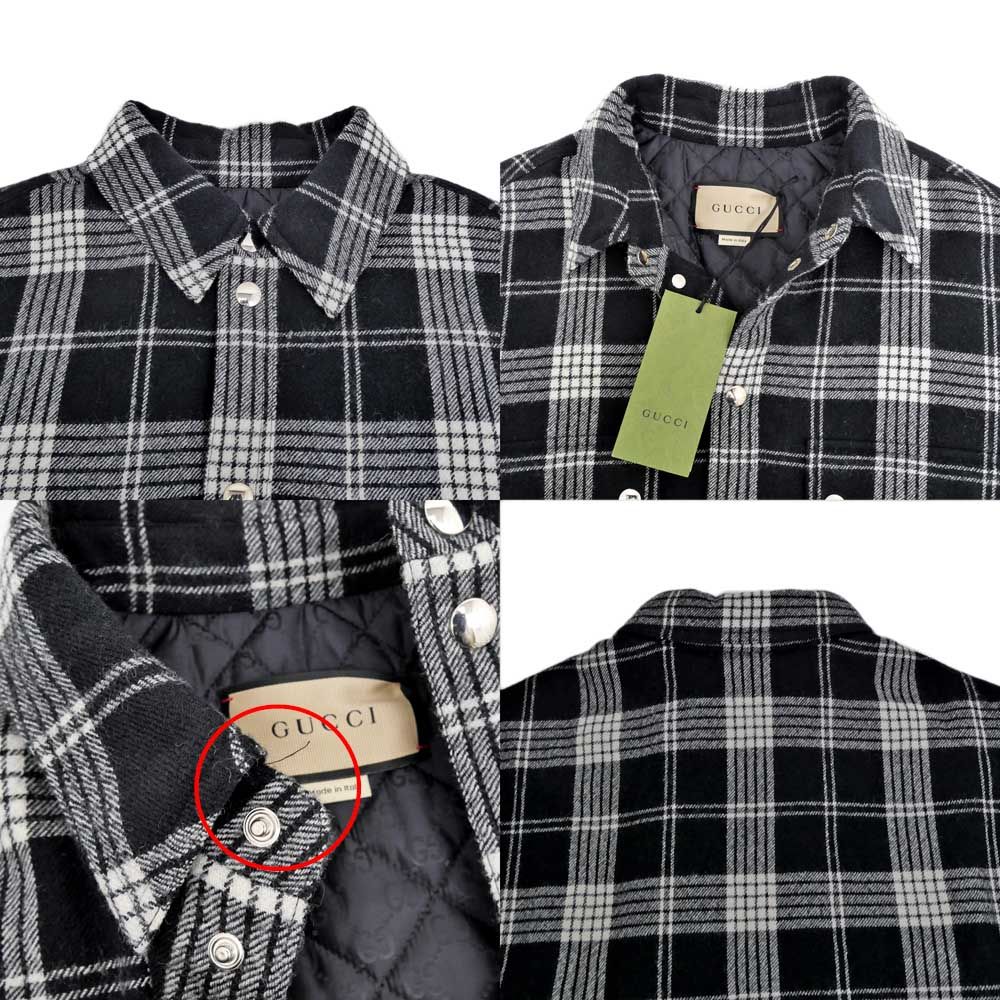 Gucci Button Down Wool Coat 40 Size Black White Women's Clothes