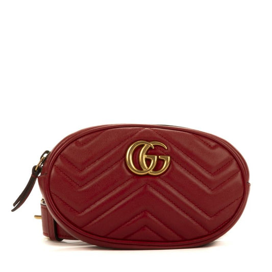 Gucci Marmont Belt Bag Red Calfskin Leather A