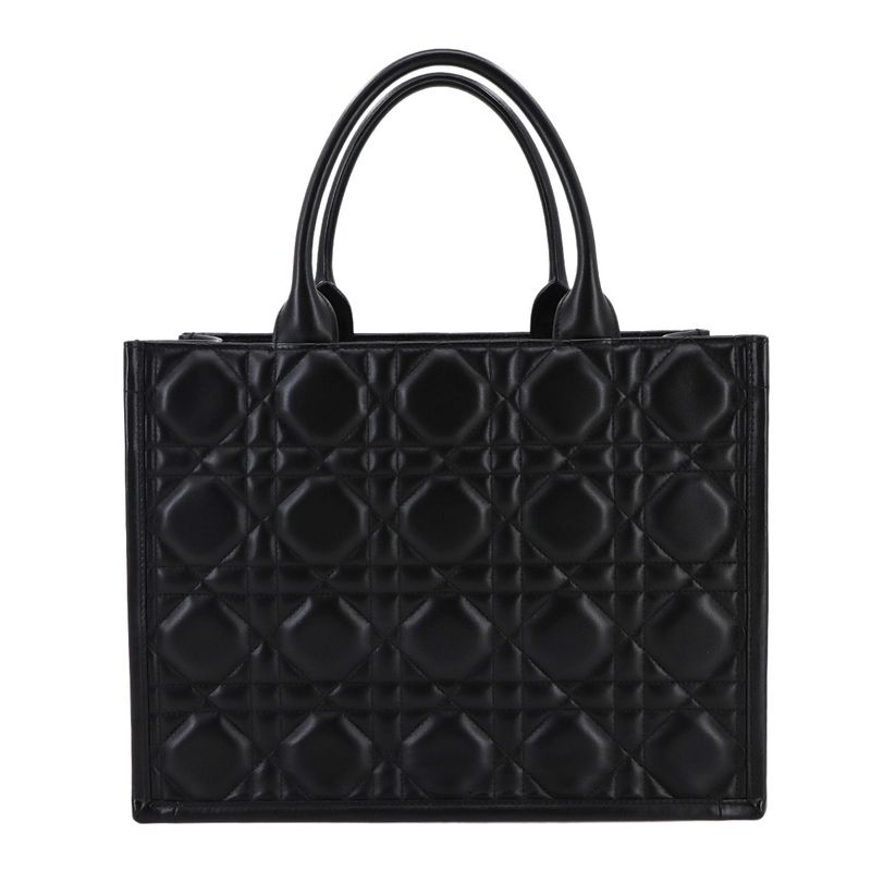 Christian DIOR Macrocannage Book Tote Medium 2way Shoulder Bag Leather 90291006