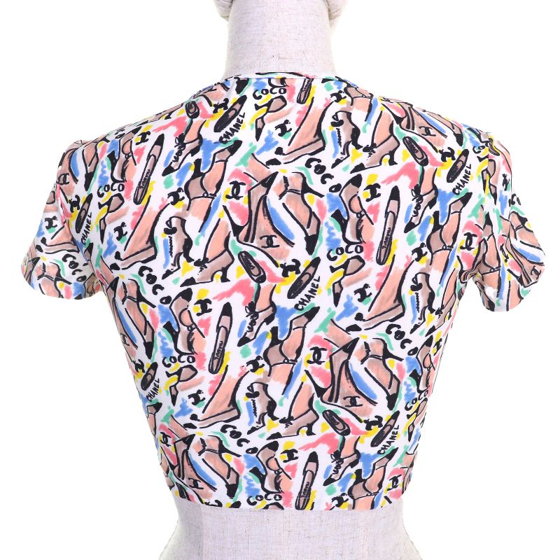 CHANEL Vintage P95 Po5010 Coco Mark Logo Pumps Total Pattern Crewneck Cropped