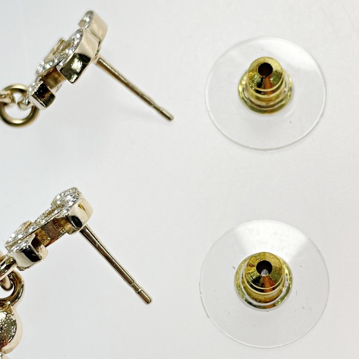 Chanel Perfume Bottle Swing Earrings Gold Coco Mark GP Rhinestone Fake