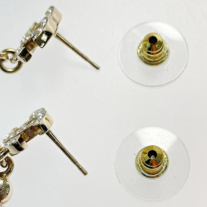 Chanel Perfume Bottle Swing Earrings Gold Coco Mark GP Rhinestone Fake