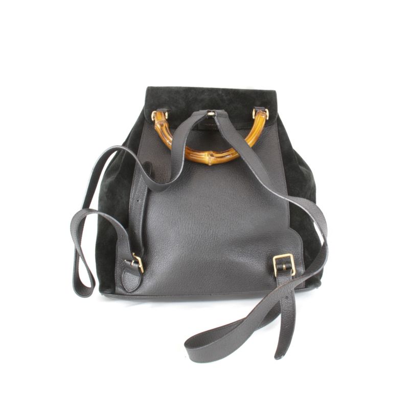 Gucci 003 1118 0016 Bamboo Backpack/daypack Black Suede