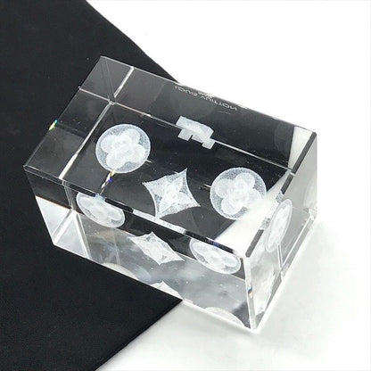 Louis Vuitton Monogram Crystal Paperweight Object Clear Figurine 