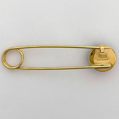 Fendi Pin Brooch Ec21581 Gold Beige Brown