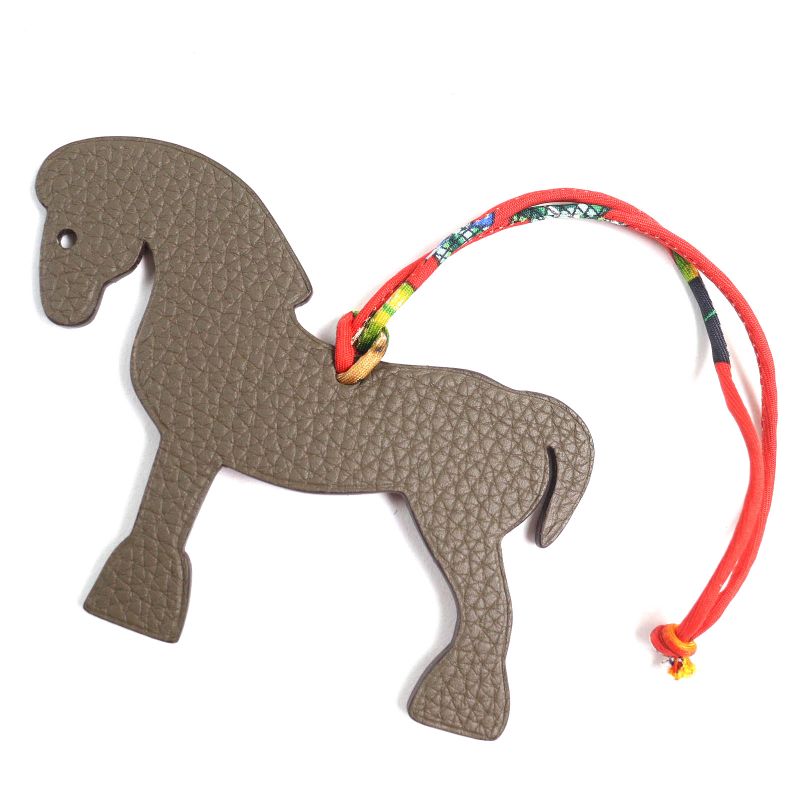 Hermes Petite Ash Elmy Horse Leather Bagcharm Brown Violet Made In Francewomen