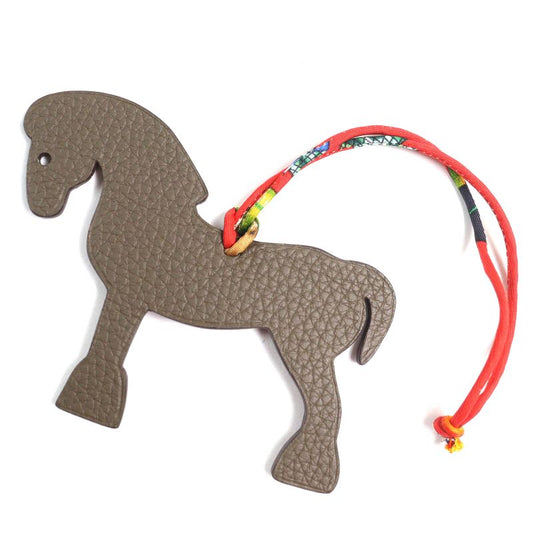 Hermes Petite Ash Elmy Horse Leather Bagcharm Brown Violet Made In Francewomen