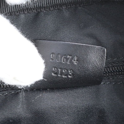 Gucci GG Canvas 90674 Leather Tote Bag Shoulder Hand Black Gold Hardware