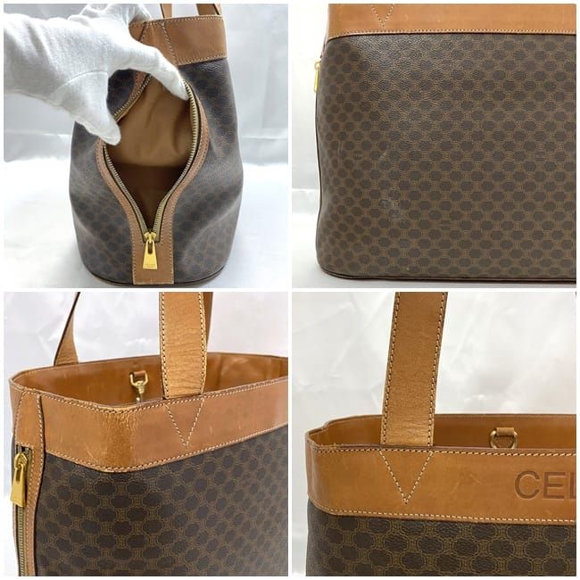 Celine Tote Bag Brown Macadam Large PVC Leather Preowned