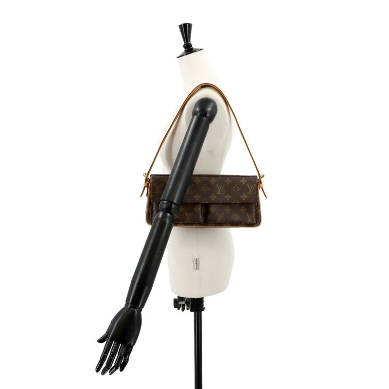 Louis Vuitton Monogram Vivacite MM Shoulder Bag Brown M51164 Gold Hardware