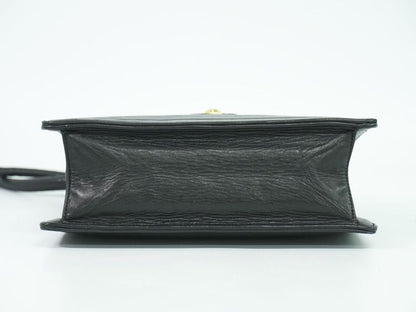 Authentic Chanel Coco Mark Shoulder Bag Pochette Lambskin Leather Black Coco