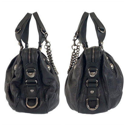 Gucci Horsebit Guccissima Black Silver Hardware Leather 228594 Handbag Shoulder