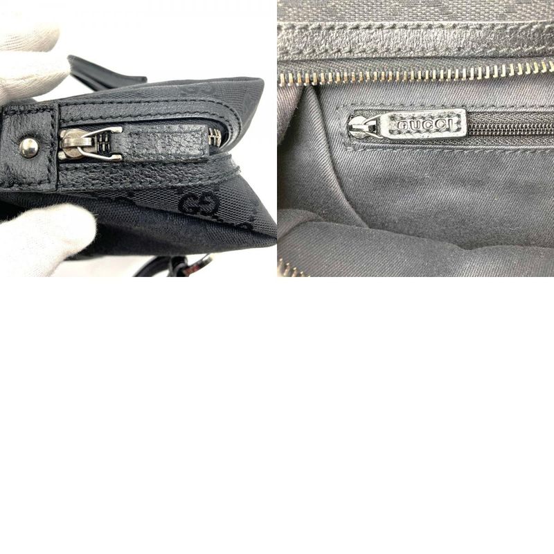 Gucci 113009 Handbag Black GG Canvas/leather Ladies Men Fashion Branded High