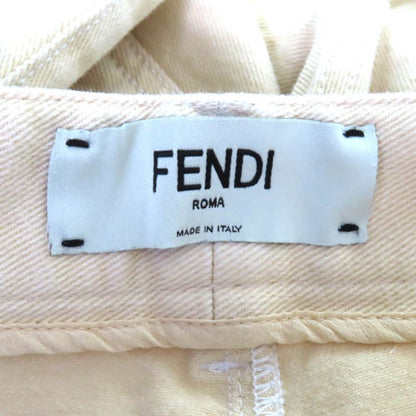 Fendi Fr6169 Logo Embroidered None Denim Pants Bottoms With Logo Buttons Beige