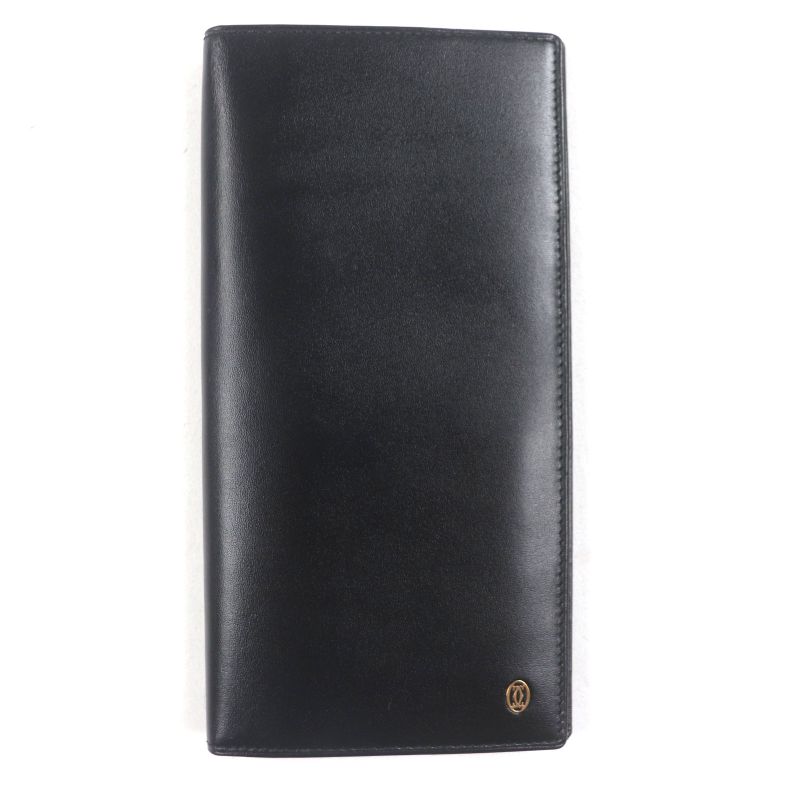 Cartier Must Line Leather Logo Hardware Long Wallet Bifold Long Wallet Black