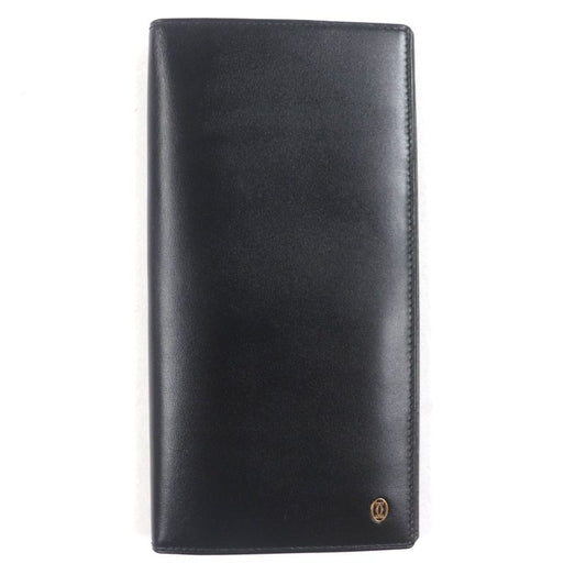 Cartier Must Line Leather Logo Hardware Long Wallet Bifold Long Wallet Black