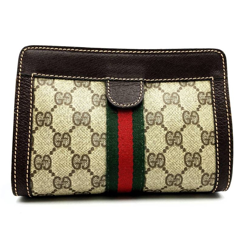 Gucci Parfum Sherry Line Pouch PVC Brown Women's Fashion Accessories