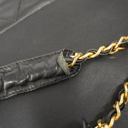 Chanel Shoulder Bag Matelasse Lambskin Black Gold Hardware Women