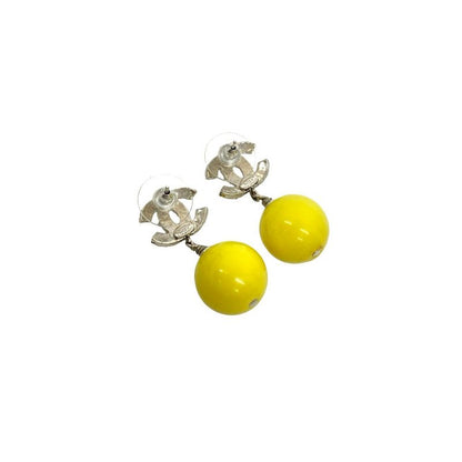Chanel Coco Mark Motif Metal Rhinestone Earrings Accessories 04A
