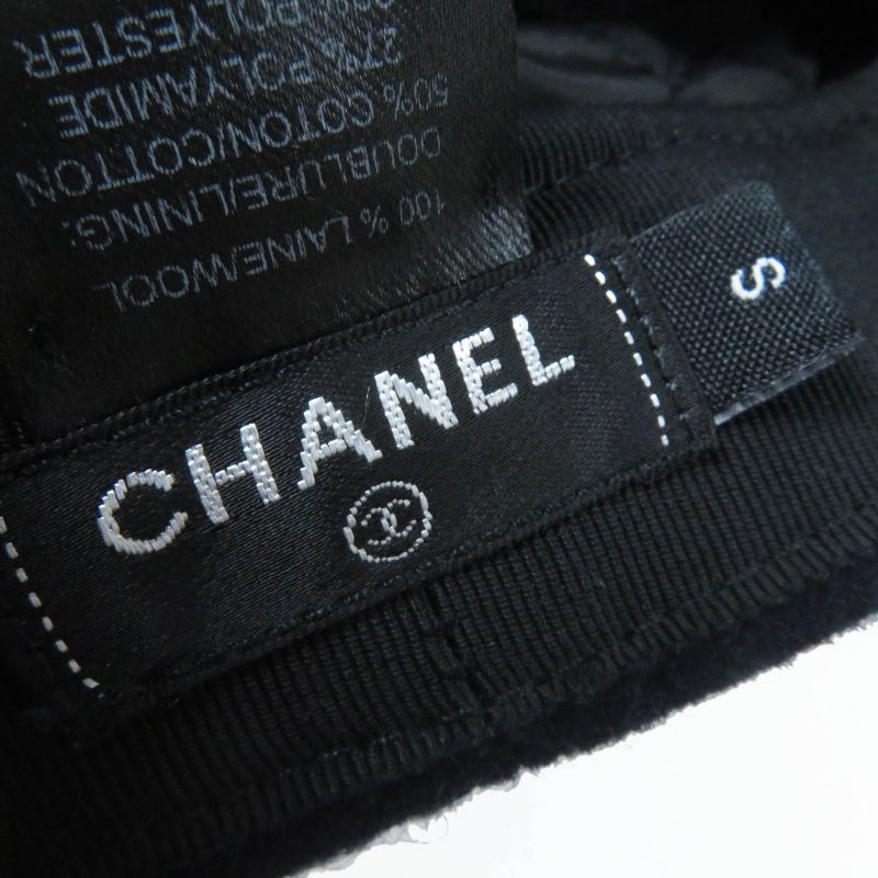 CHANEL 2019 19V With Coco Mark Tweed Use Cassock Dark Navy S Made In Germany