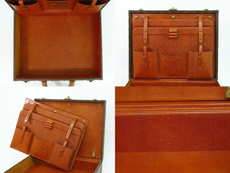 Authentic Louis Vuitton LV President Monogram Attache Case Handbag Brown M53012