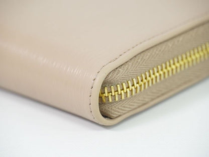 Authentic Prada Leather Round Zipper Long Wallet Long Wallet Beige Wallet