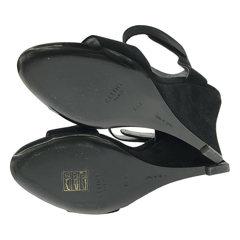 Celine - Phoebe Period Suede Leather Strap Sandals - 36 1 2 - Black - Women's